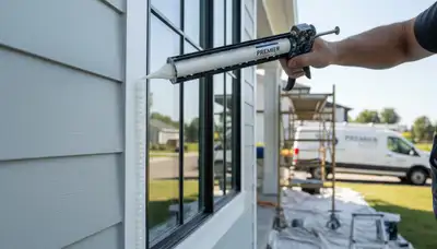 Professional caulking and sealing on home exterior in Chattanooga, TN for moisture protection
