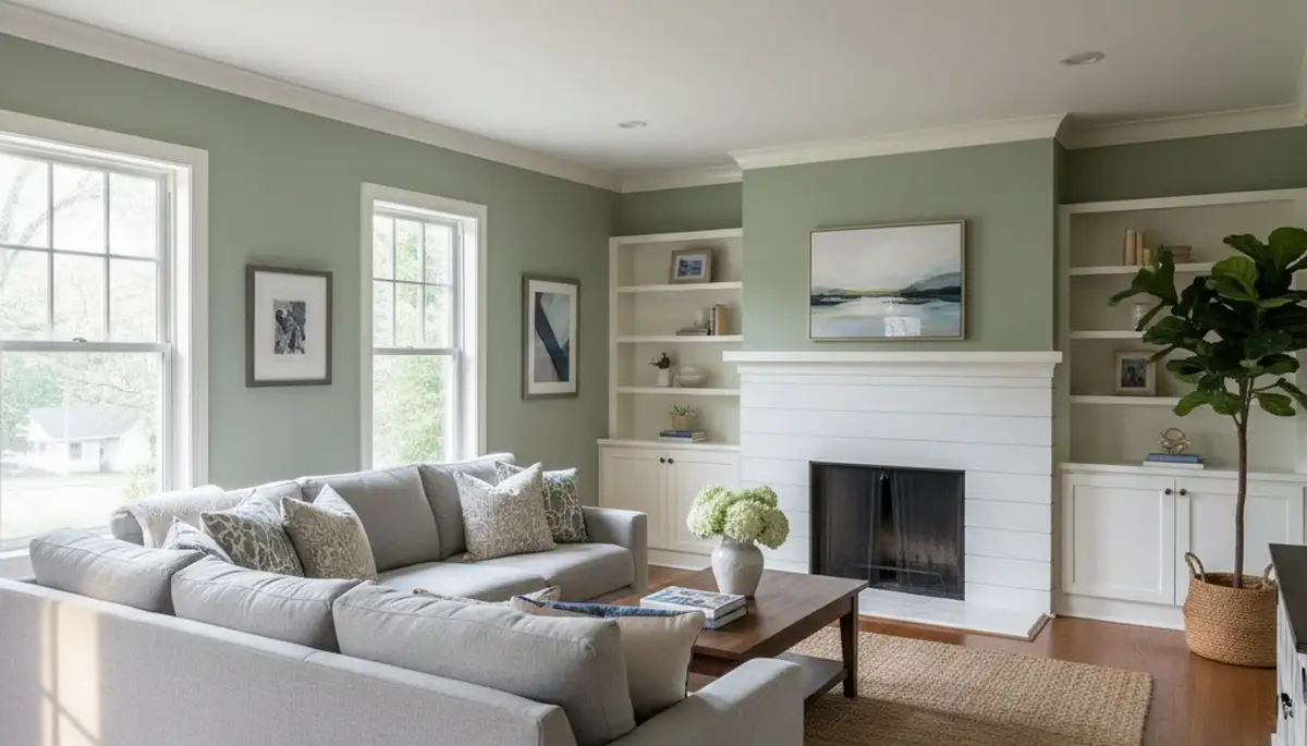 Freshly painted Chattanooga, TN living room with smooth interior finishes by professional house painters