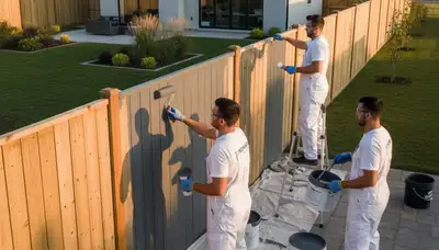Professional fence painting in Chattanooga TN by expert residential painters protecting wood fences