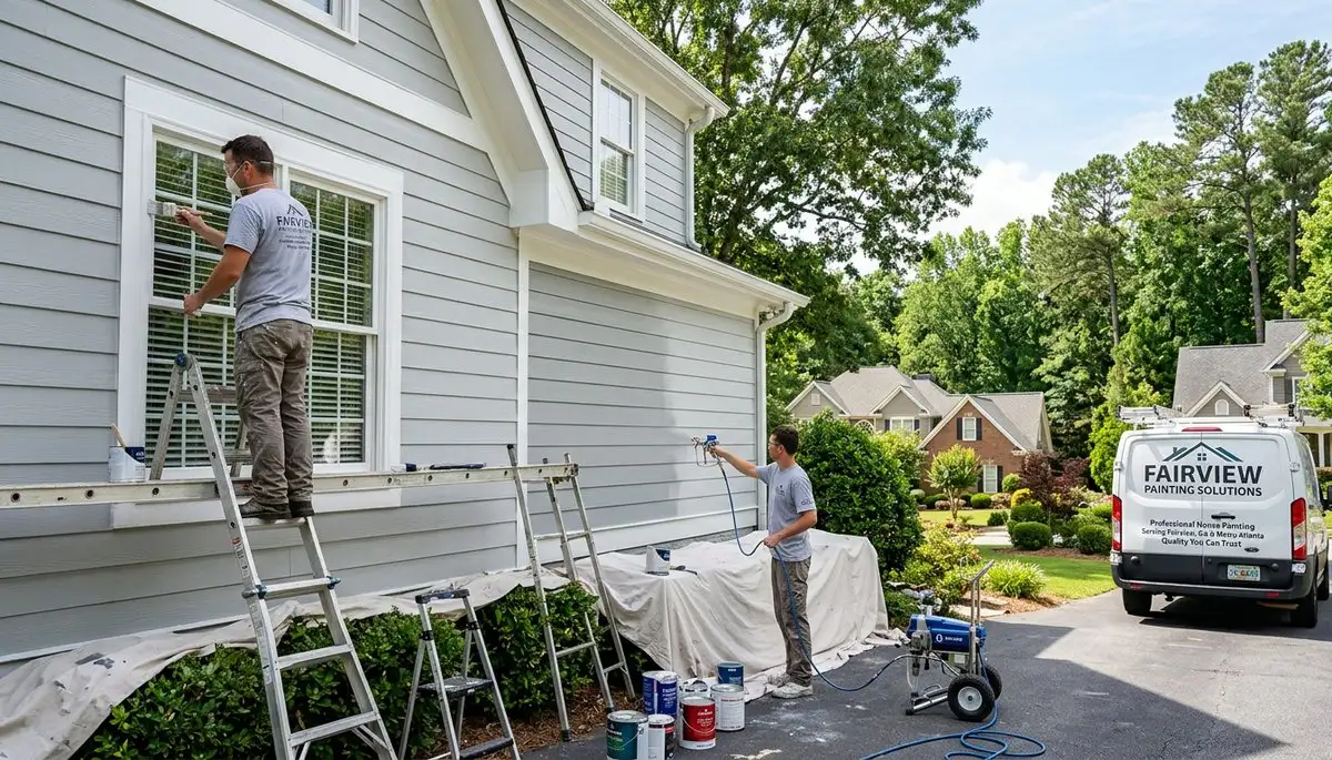 Professional house painters working on home exterior in Chattanooga TN