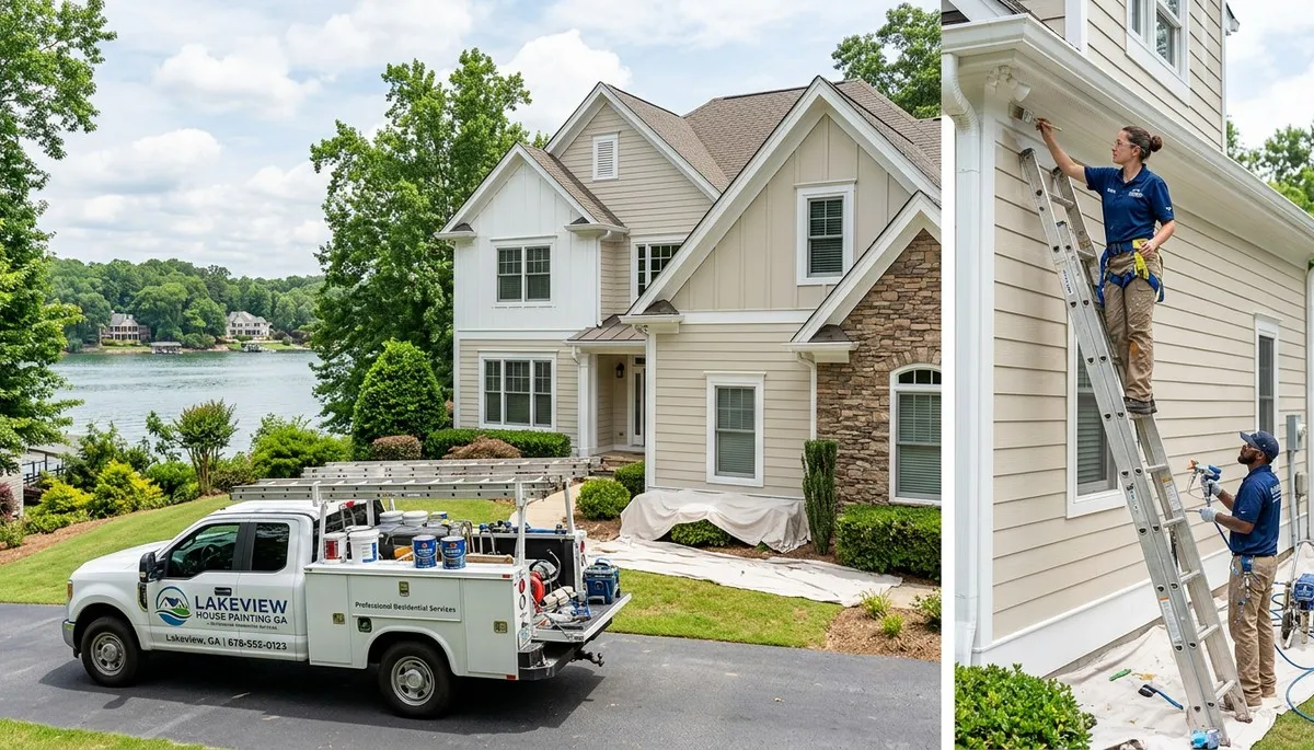 Professional house painters working on exterior home in Chattanooga TN