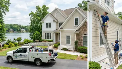 Professional house painters working on exterior home in Chattanooga TN