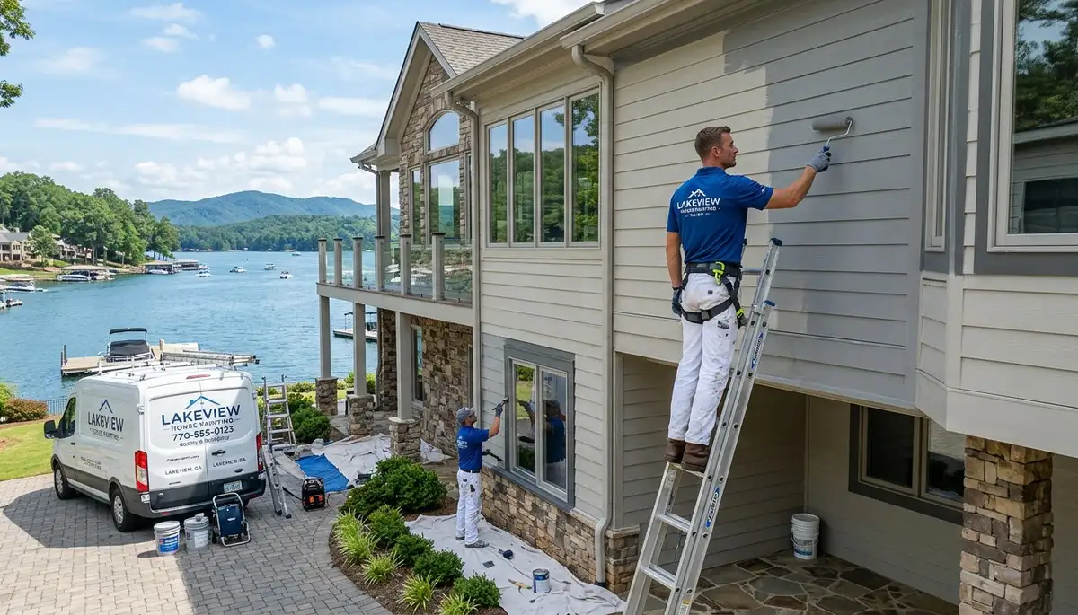 Professional house painter working on residential exterior in Chattanooga, TN