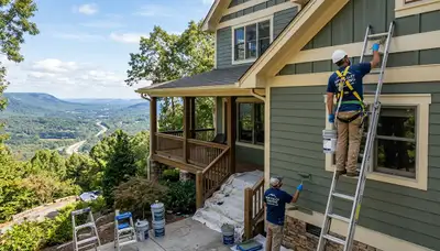 Professional house painters improving home exterior in Chattanooga, TN
