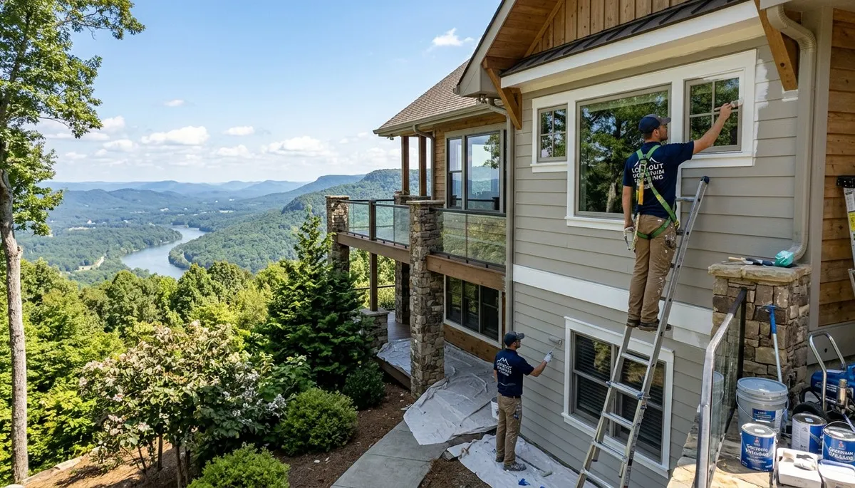 Professional house painters working on residential exterior in Chattanooga, TN