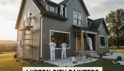 Professional house painters working on exterior home in Chattanooga, TN