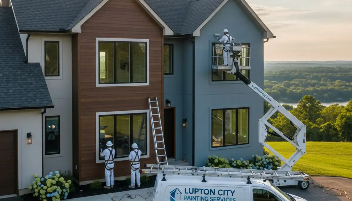 Professional house painters working on exterior home in Chattanooga, TN