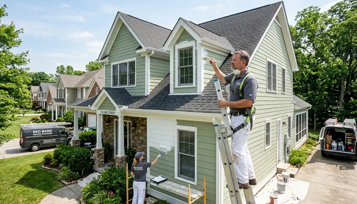 Professional house painters refreshing home exterior in Chattanooga TN
