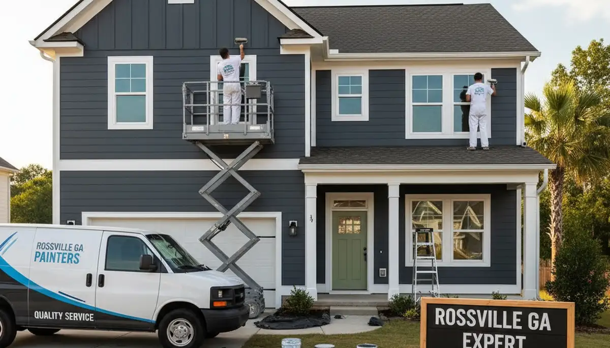 Professional house painters working on residential exterior in Chattanooga, TN