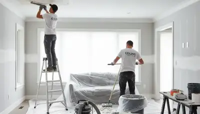 Professional popcorn ceiling removal in Chattanooga, TN home for smooth modern interior finish