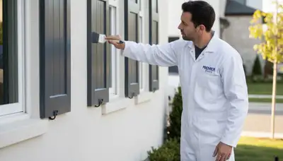 Professional shutter painting and refinishing on a Chattanooga TN home exterior by expert painters