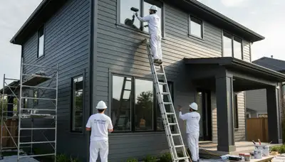 Professional siding painting on Chattanooga TN home by expert exterior house painters