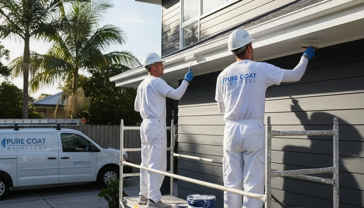 Professional trim and fascia painting on a Chattanooga, TN home by expert house painters