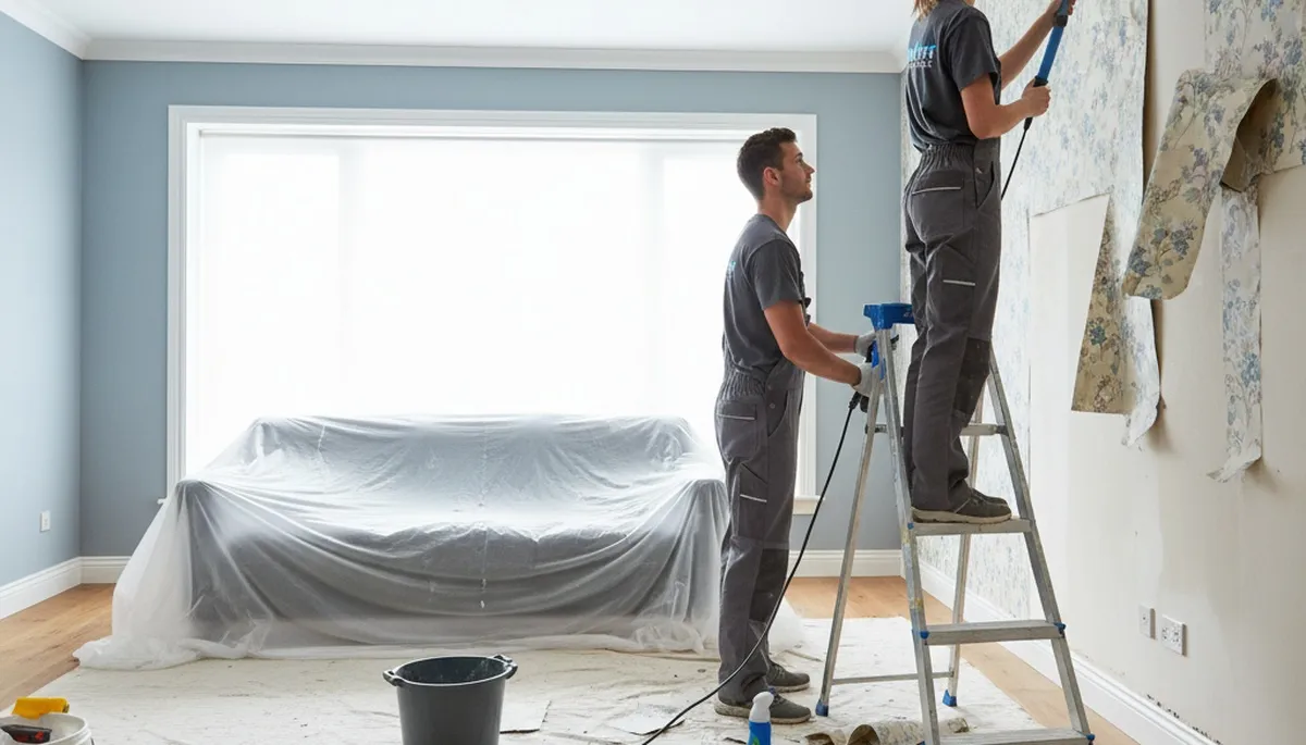 Professional wallpaper removal and wall prep in Chattanooga, TN before interior house painting