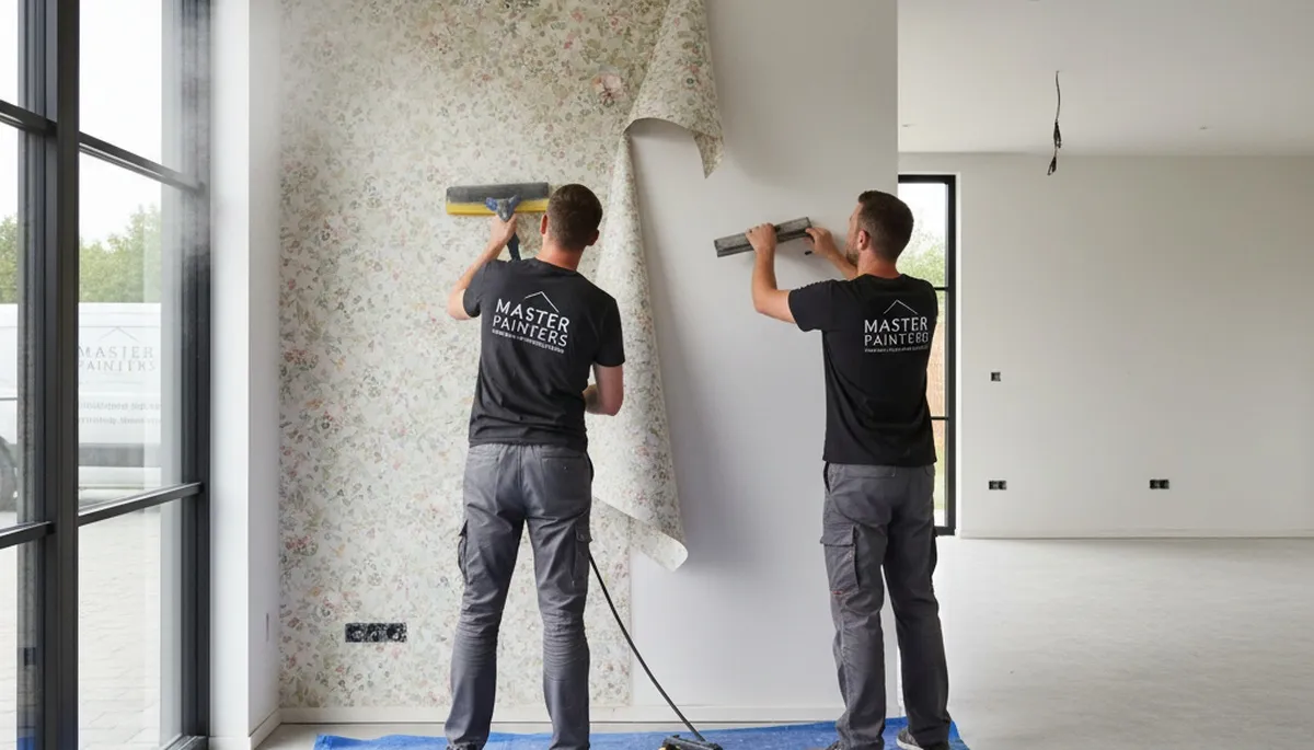 Professional wallpaper removal and wall prep in Chattanooga, TN home before interior painting